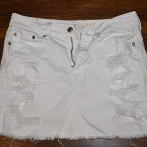 American Eagle Distressed White Denim Skirt